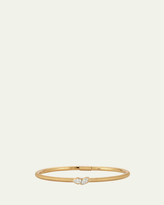 Poppy 2 Stone Plie Bangle, 3mm